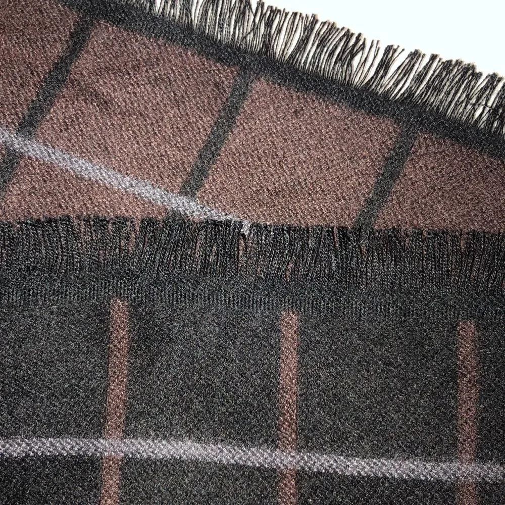 Van Heusen Men’s Black Brown Gray Simple Grid Reversible Scarf